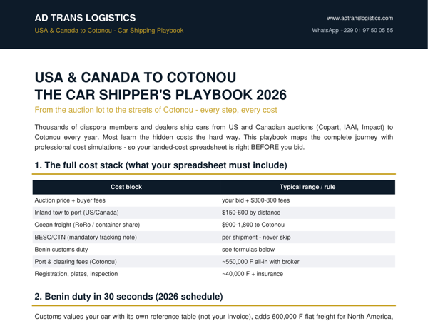 USA to Cotonou playbook